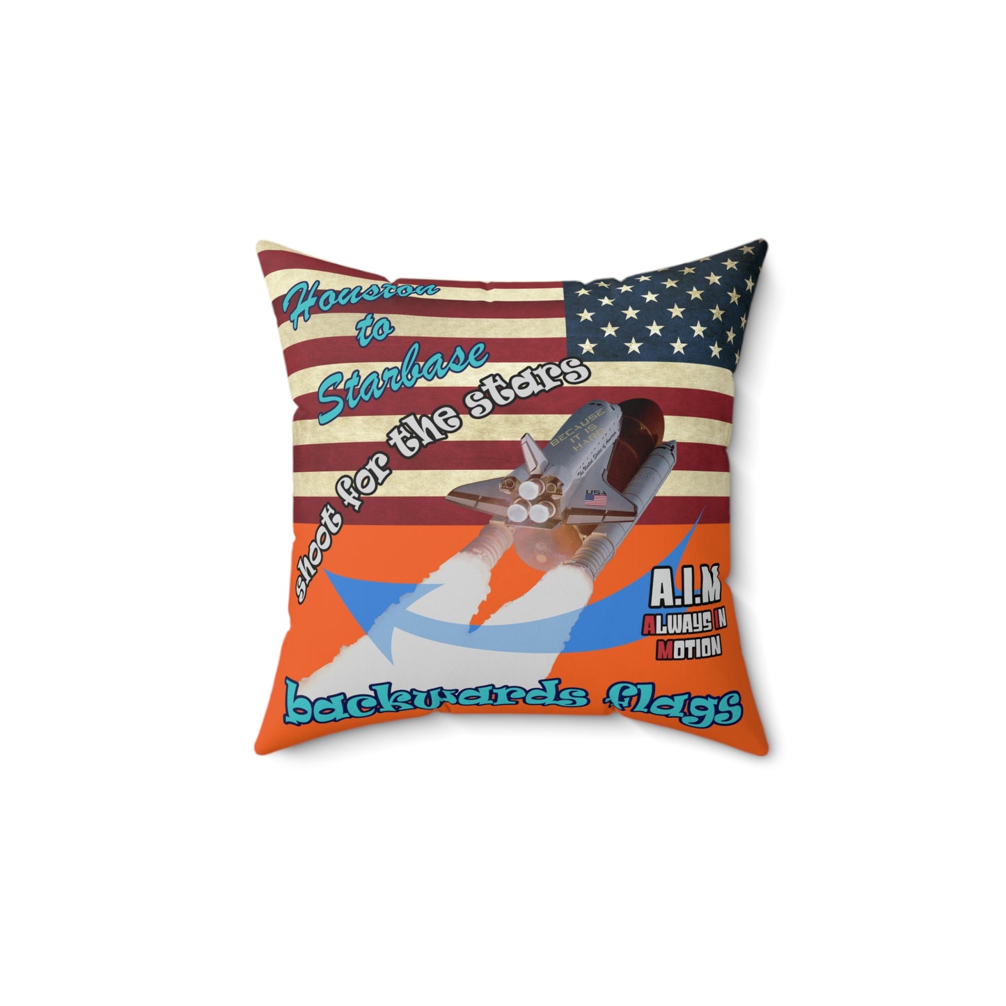 shoot for the stars - Spun Polyester Square Pillow - (orange)