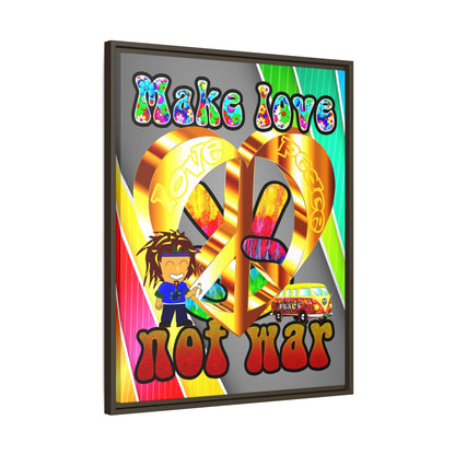 love peace - framed canvas art (rainbow split)
