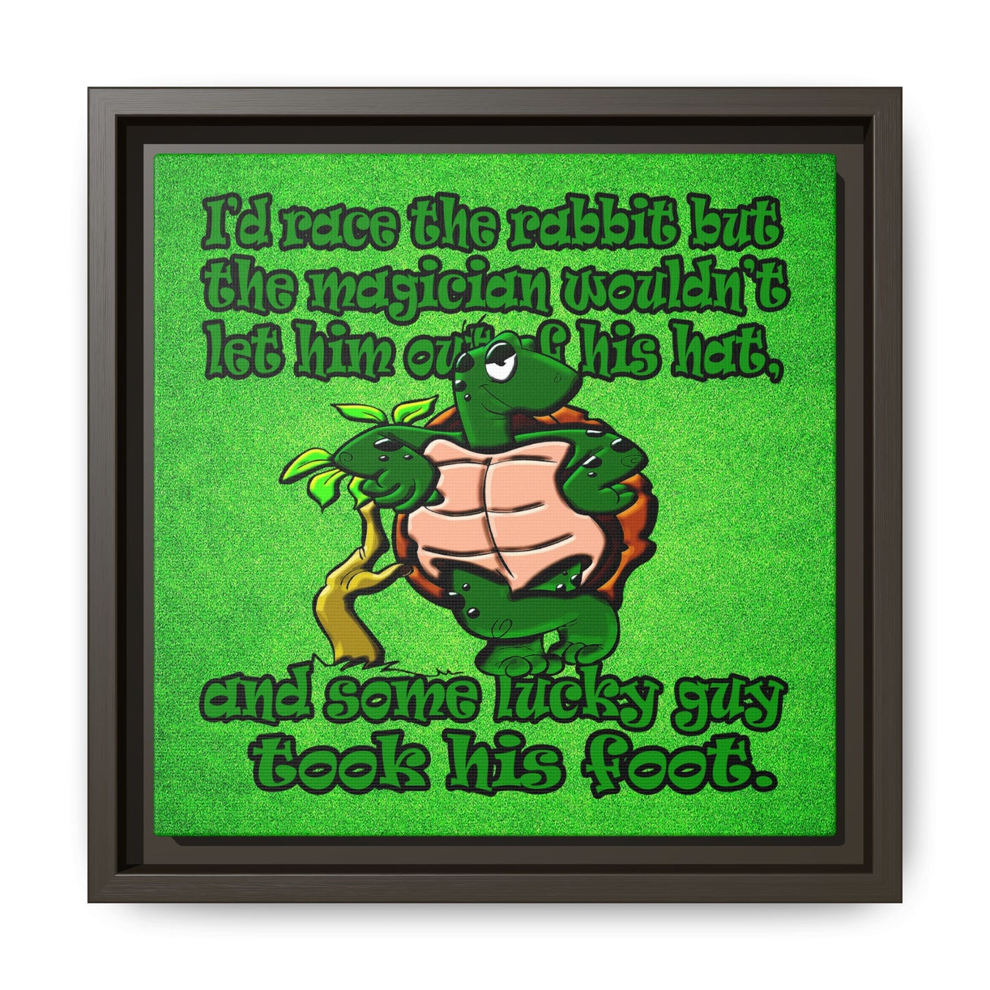 turtle race - framed canvas art (green turf)