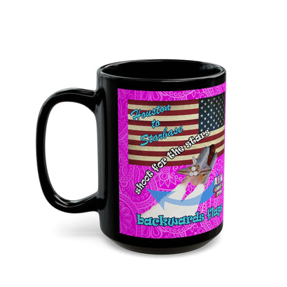 shoot for the stars - Black Mug (pink swirl)