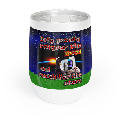 defy conquer reach - Chill Wine Tumbler ('snoops' background)
