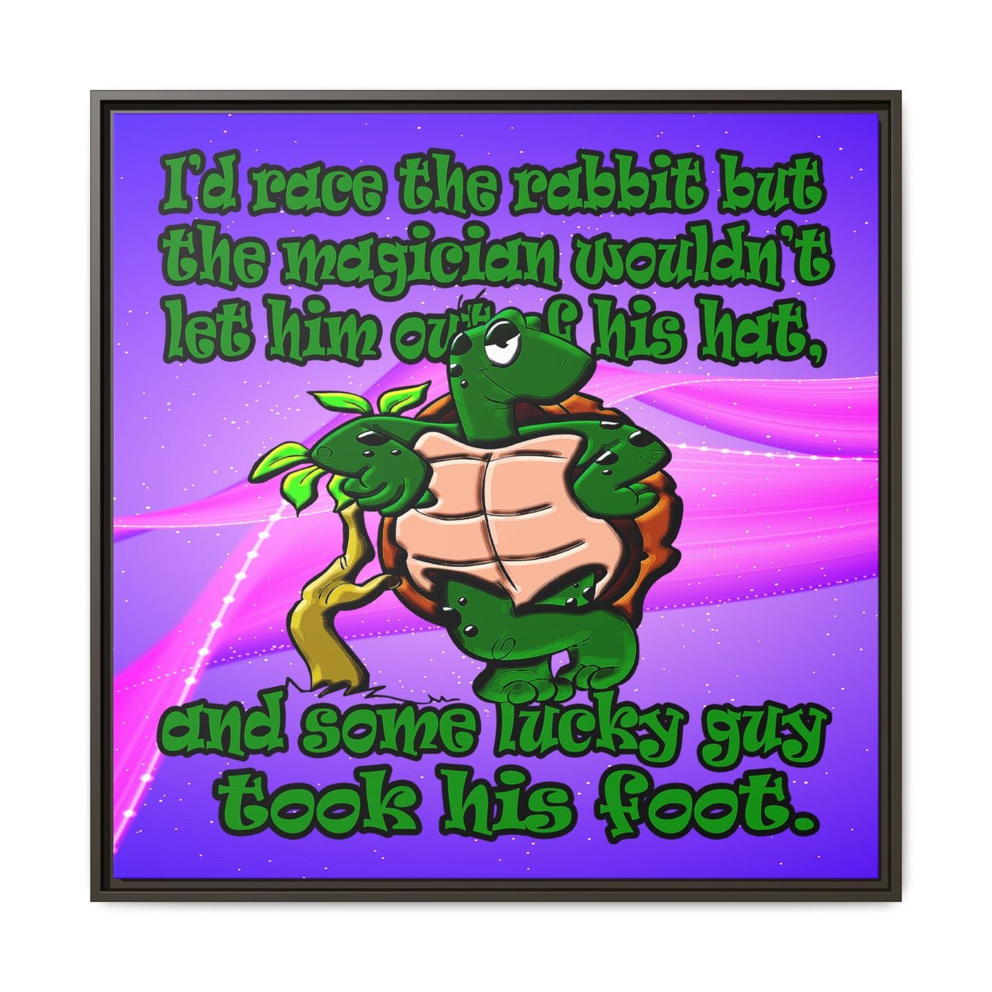 turtle race - framed canvas art (purple-pink wave)