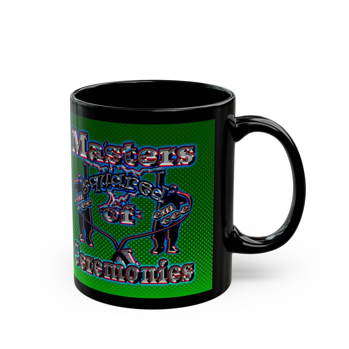 em cee squared - Black Mug (logo green)