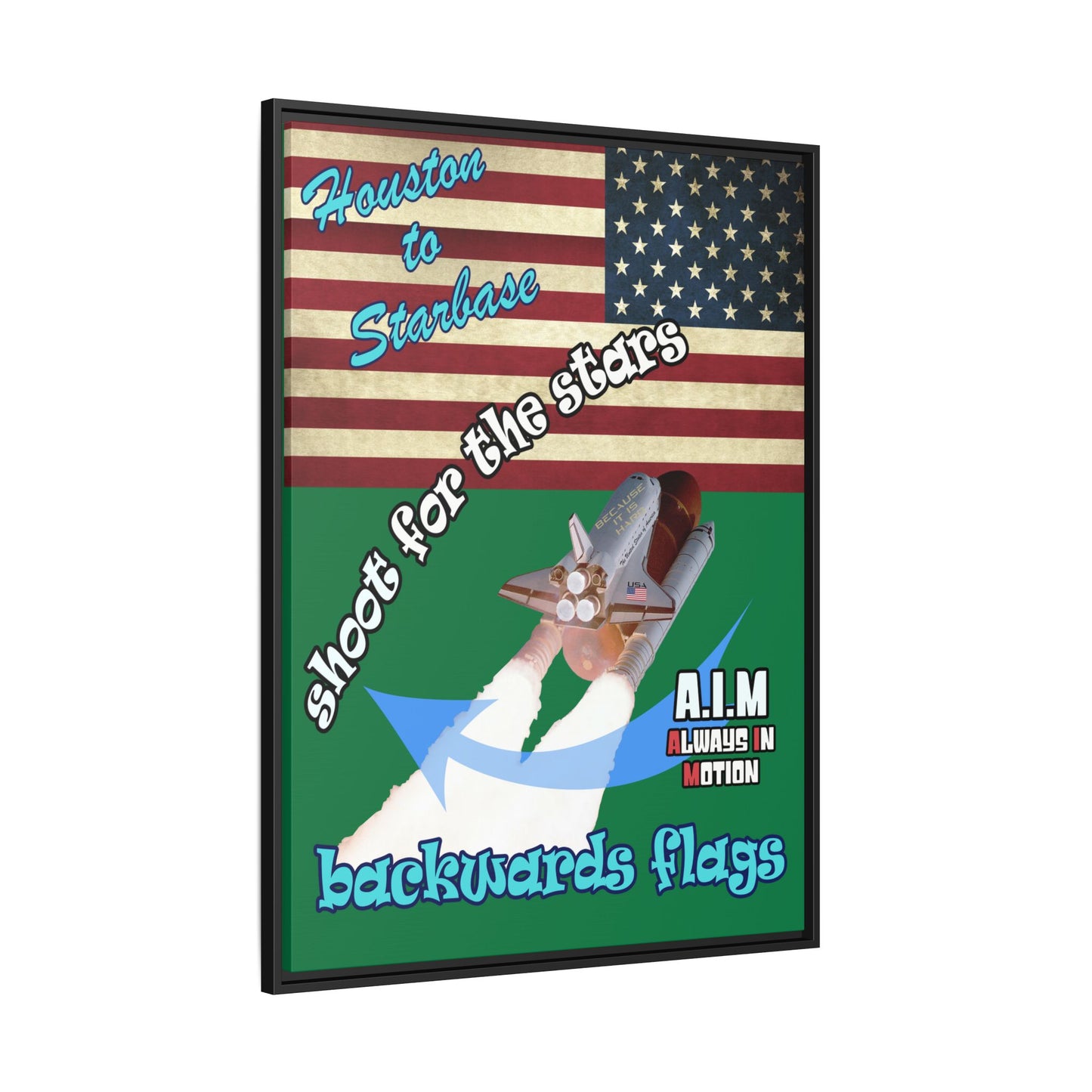shoot for the stars - framed canvas art (dark green)