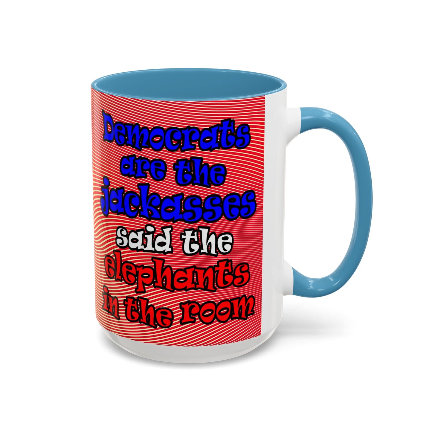 donkeys and elephants - Accent Mug (yellow-orange wave)