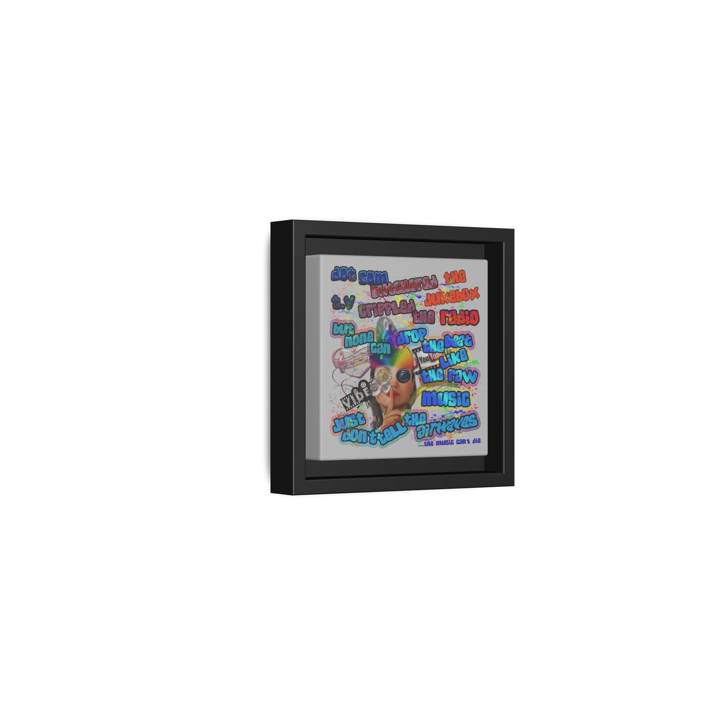 drop the beat - framed canvas art (light grey)