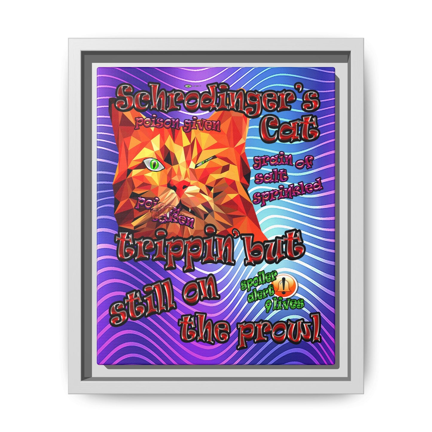 schrodinger's cat - framed canvas art (purple wave)