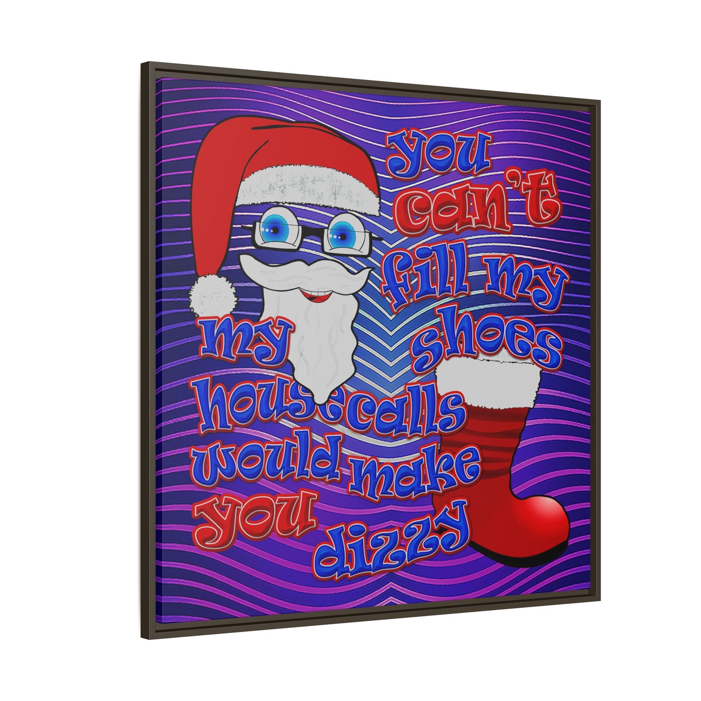 santa's shoes - framed canvas art (purple wave)