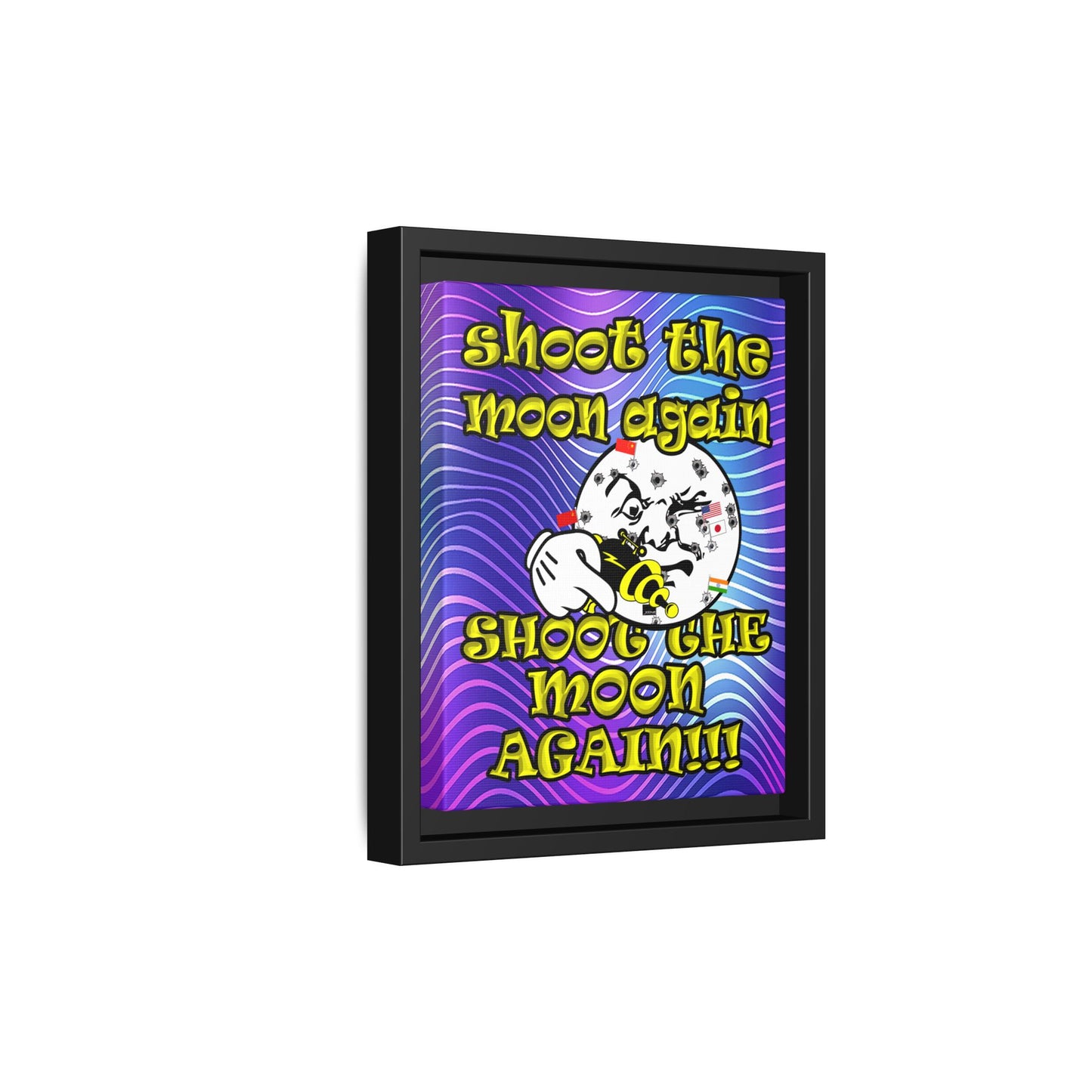 shoot the moon again - framed canvas art (purple wave)