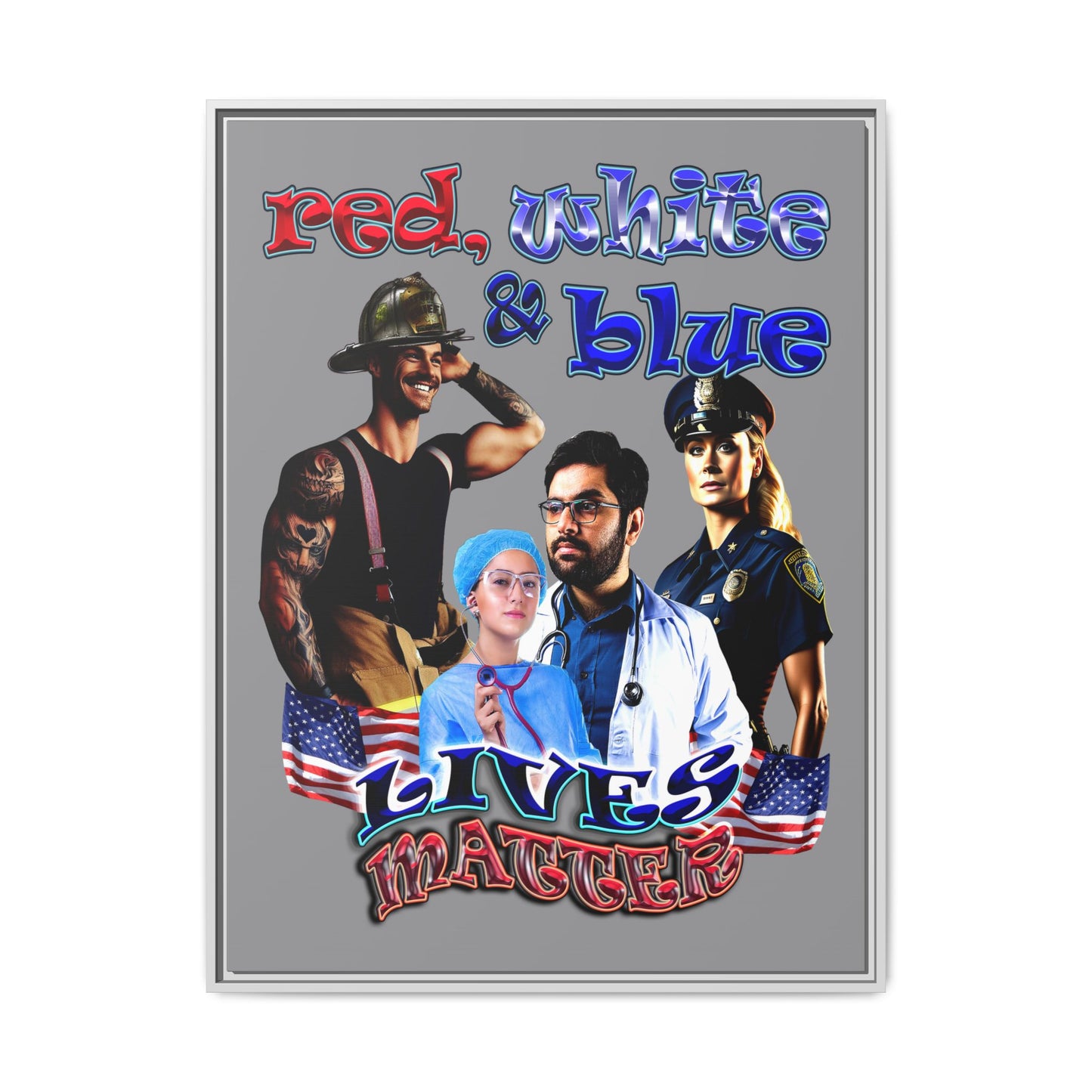 rw&b lives matter - framed canvas art (grey)