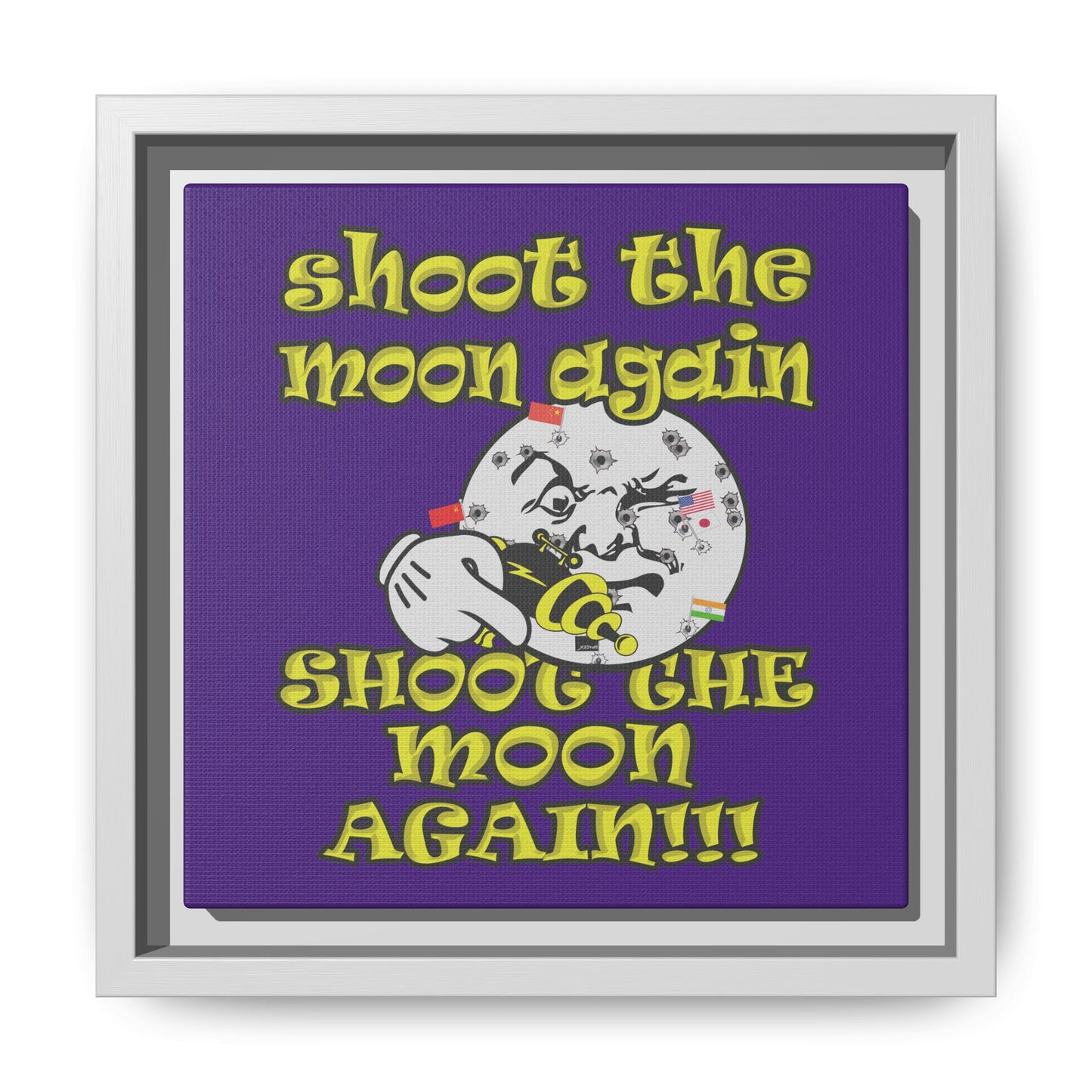 shoot the moon again - framed canvas art (purple)