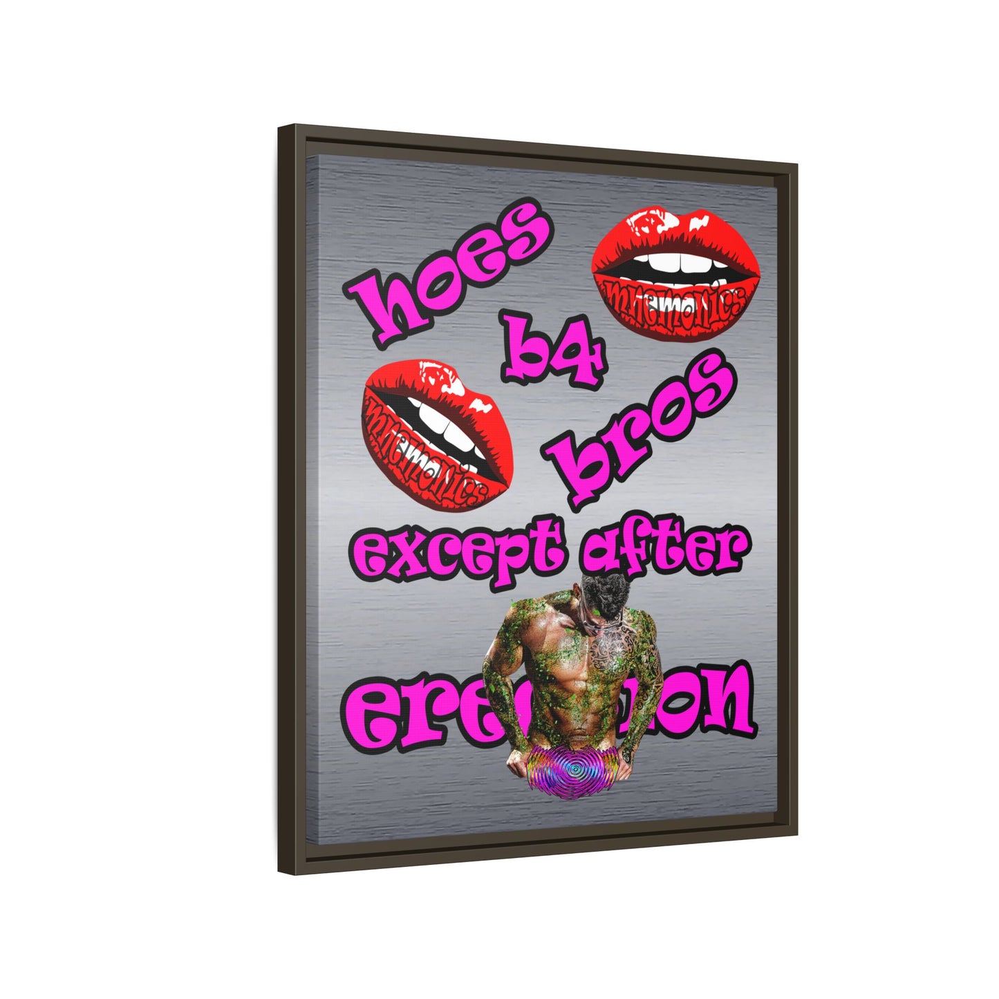 hoes b4 bros - framed canvas art (brushed nickel)