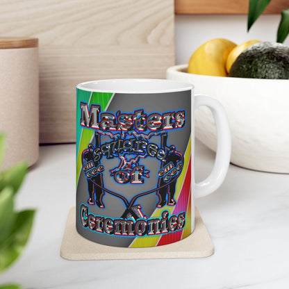 em cee squared - White Mug (rainbow split)