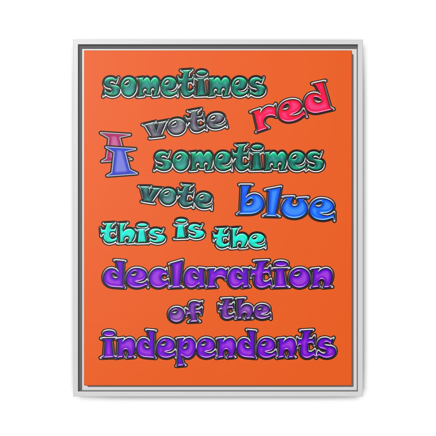 declaration of the independents - framed canvas art (orange)