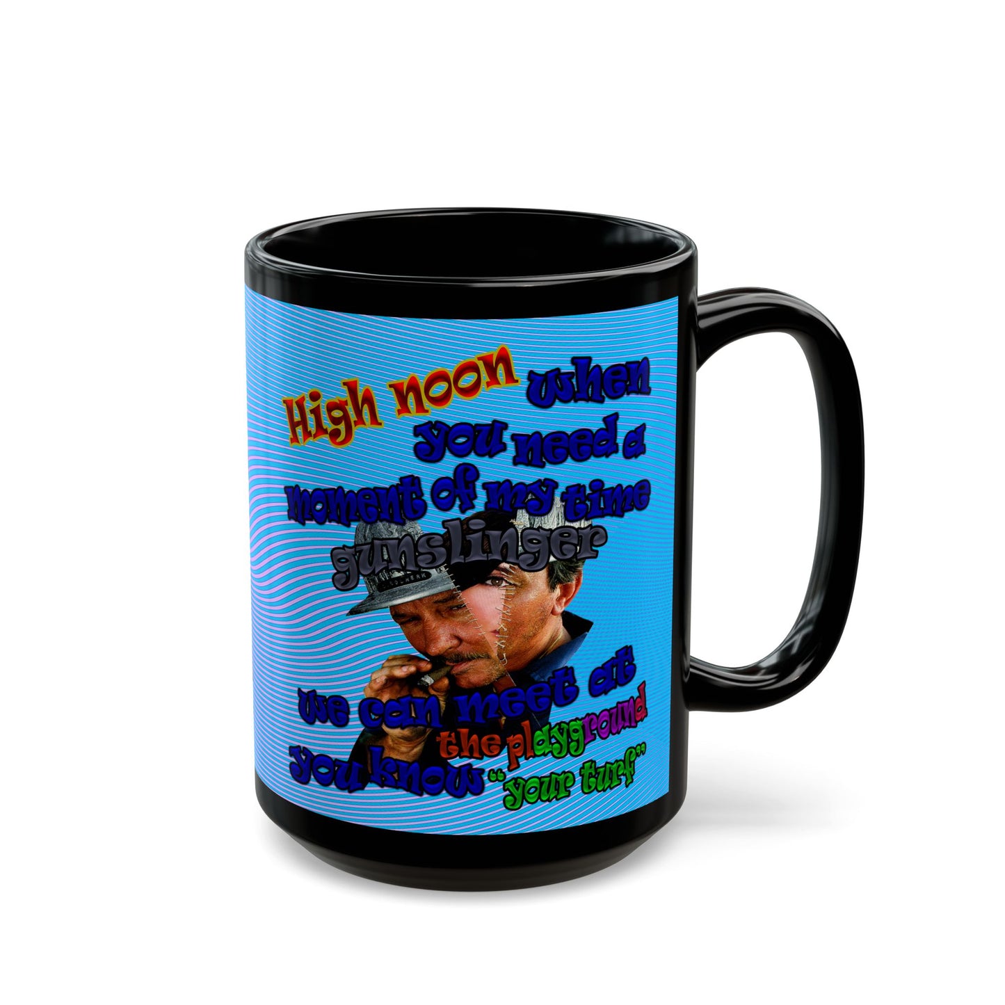 high noon - Black Mug (light blue-purple wave)