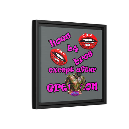 hoes b4 bros - framed canvas art (dark grey)