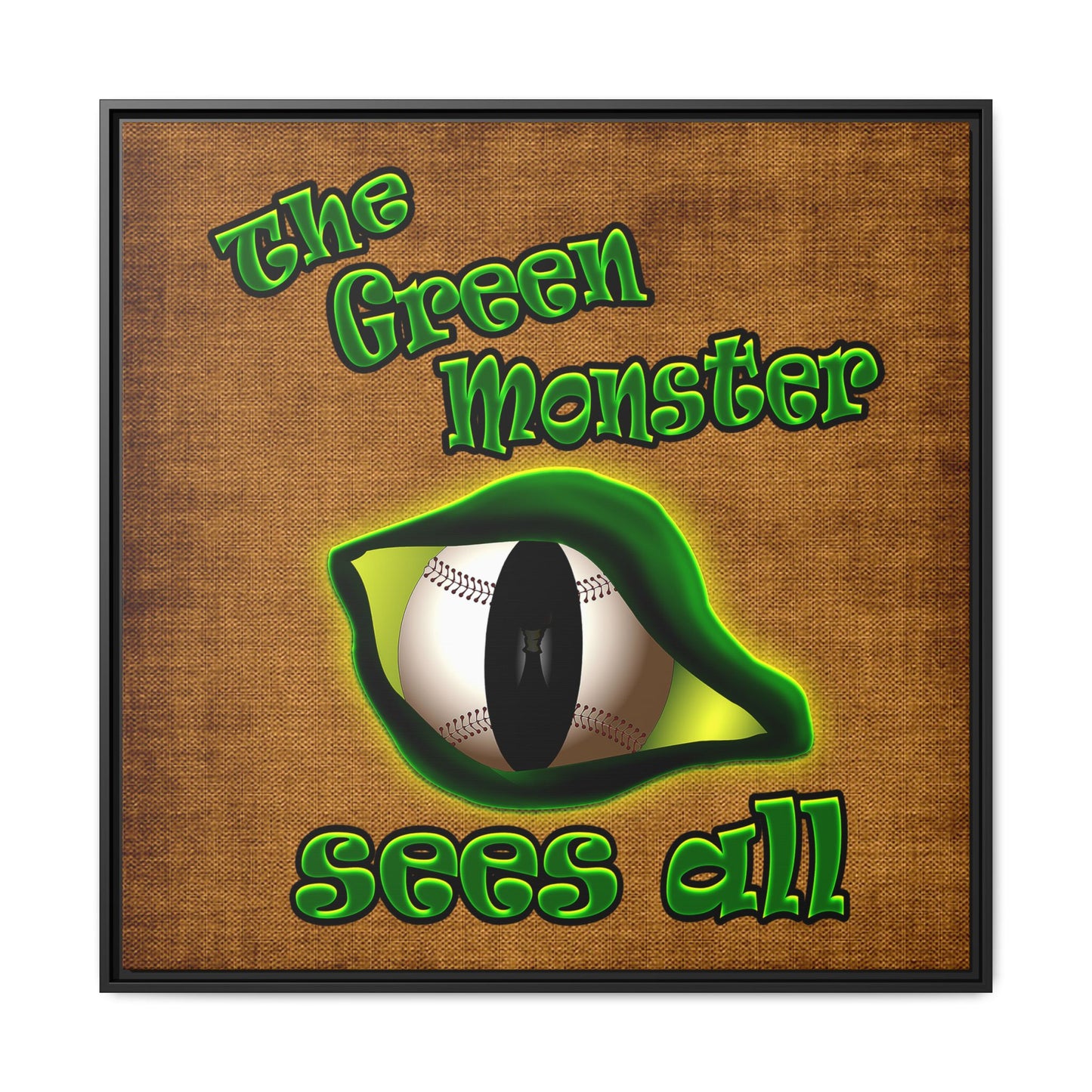 green monster - framed canvas art (brown papyrus)