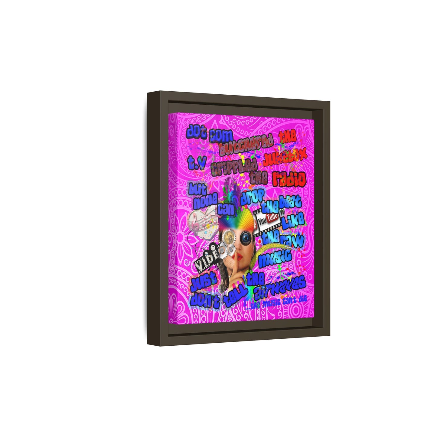 drop the beat - framed canvas art (pink swirl)