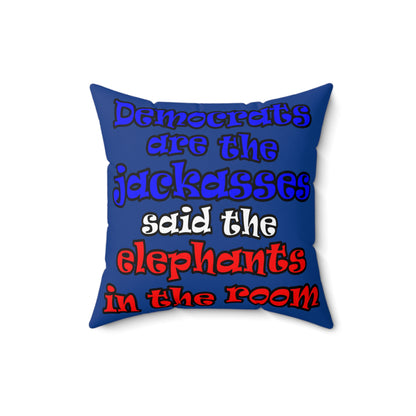 donkeys and elephants - Spun Polyester Square Pillow - (dark blue)