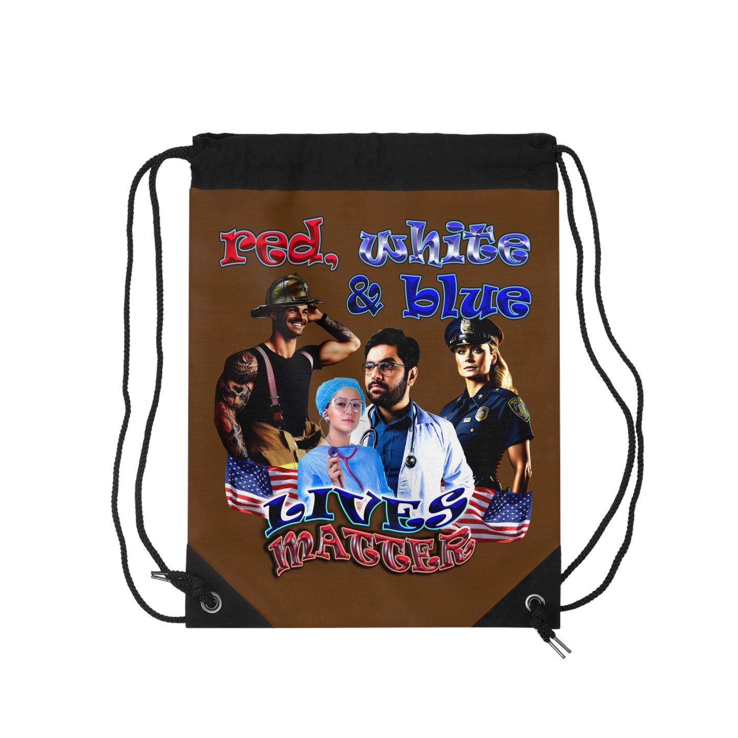 rw&b lives matter - Drawstring Bag (brown)