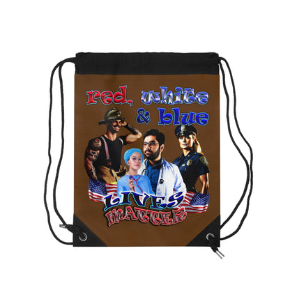 rw&b lives matter - Drawstring Bag (brown)