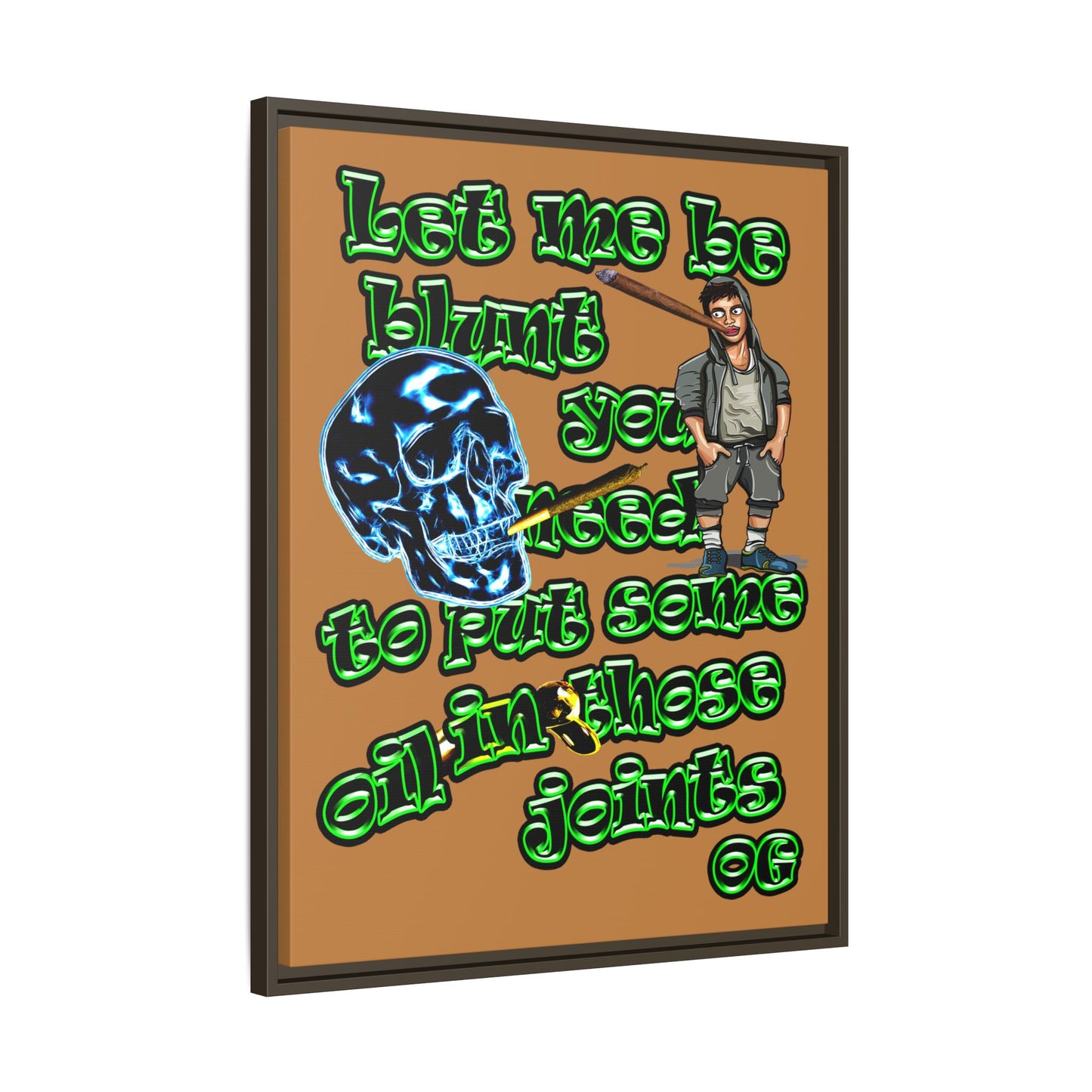 og - framed canvas art (light brown)