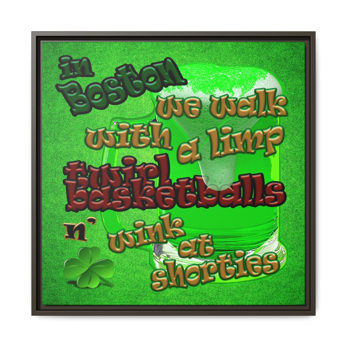 celtics logo - framed canvas art (green turf)