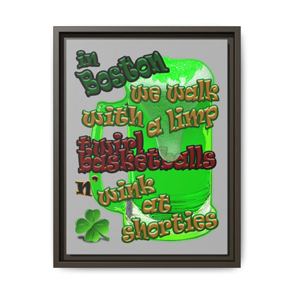 celtics logo - framed canvas art (light grey)