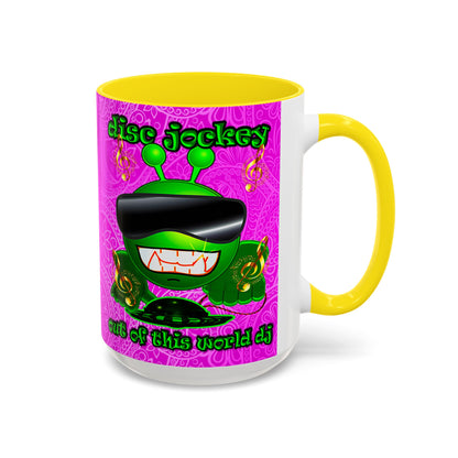 disc jockey - Accent Mug (pink swirl)