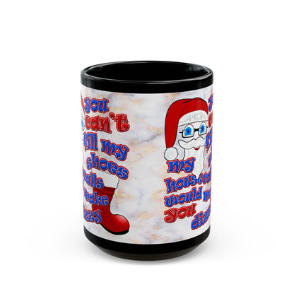 santa's shoes - Black Mug (white marble)