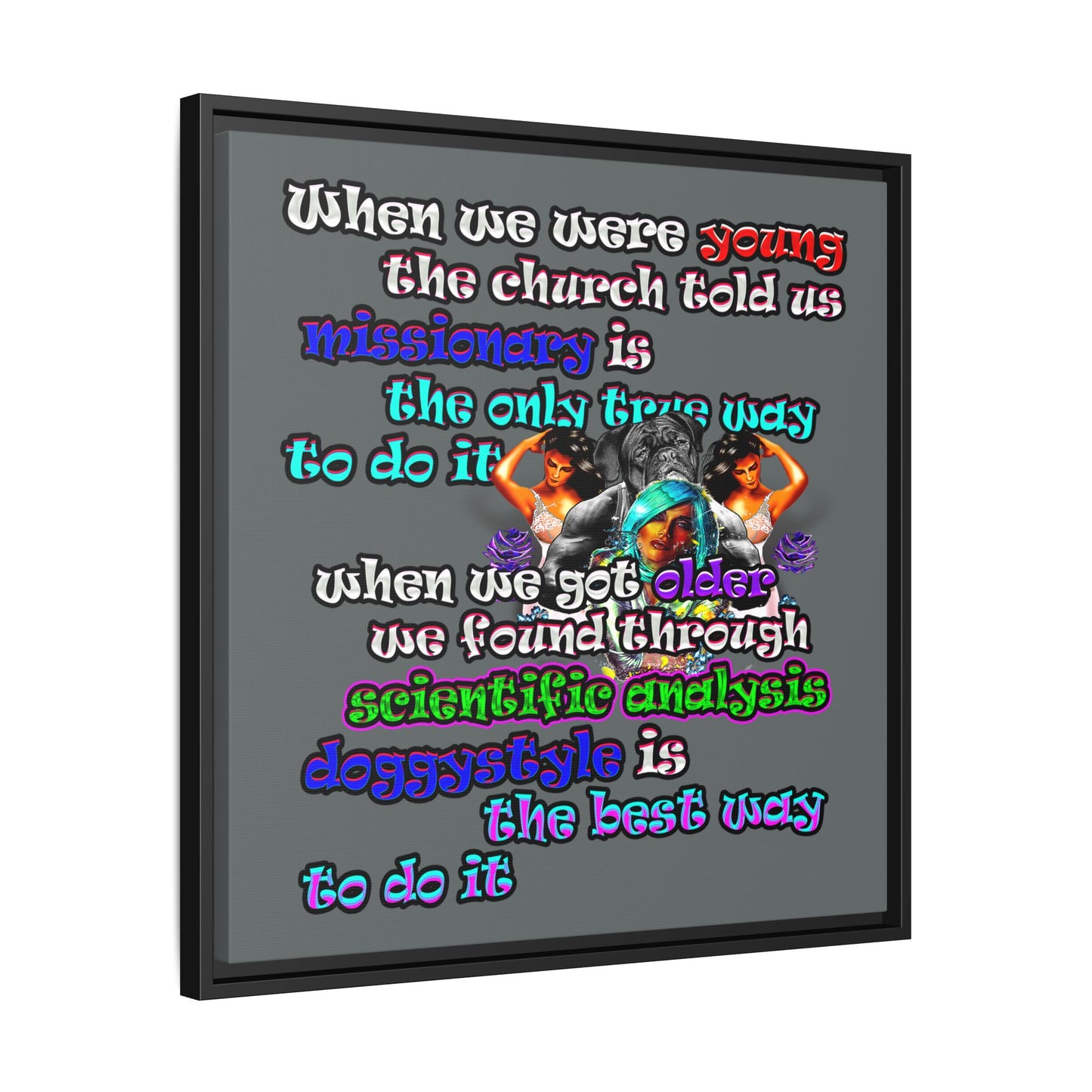 doggystyle - framed canvas art (dark grey)