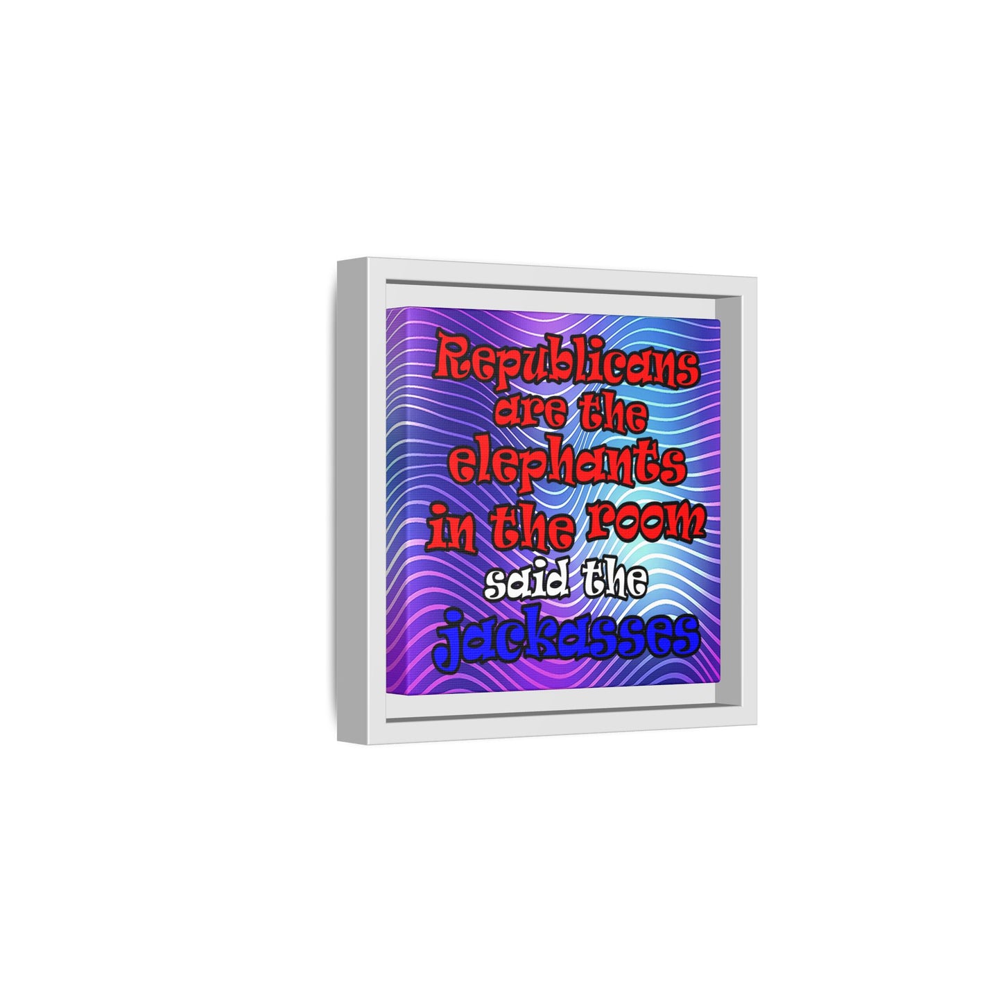 donkeys and elephants - framed canvas art (purple wave)