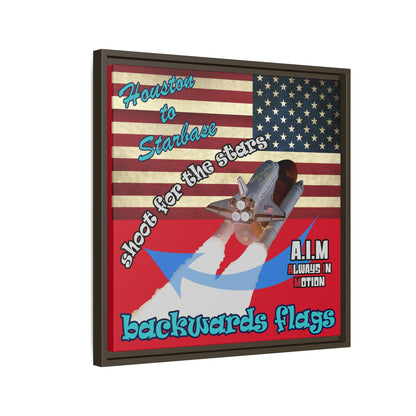 shoot for the stars - framed canvas art (dark red)
