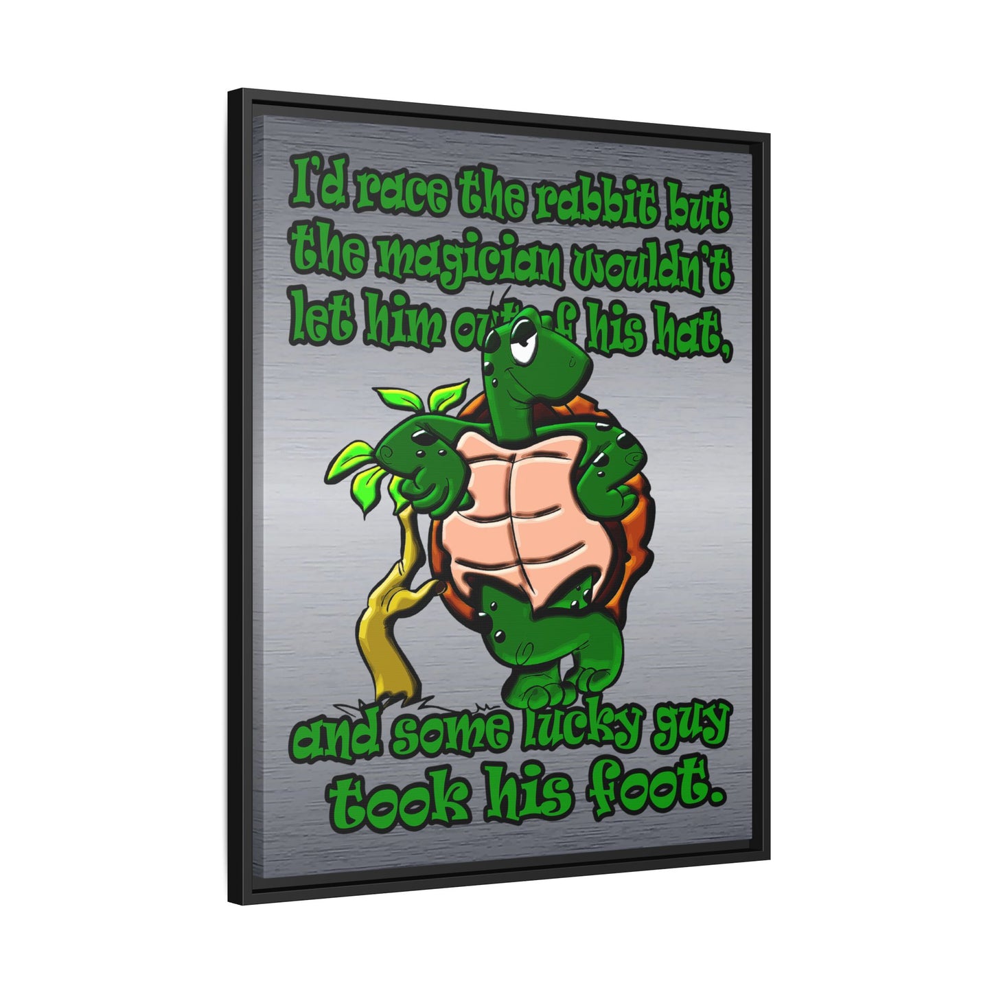 turtle race - framed canvas art (brushed nickel)