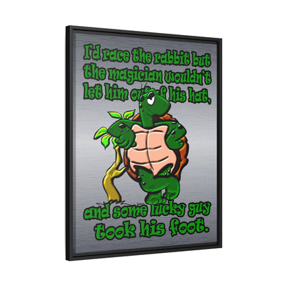 turtle race - framed canvas art (brushed nickel)