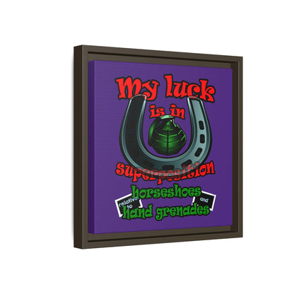 my luck - framed canvas art (purple)