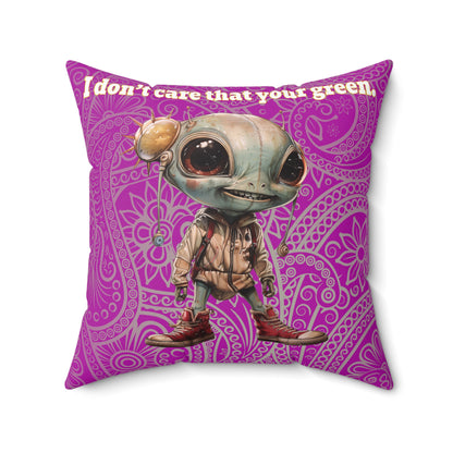 I don't care that your grey - Spun Polyester Square Pillow - (pink swirl)