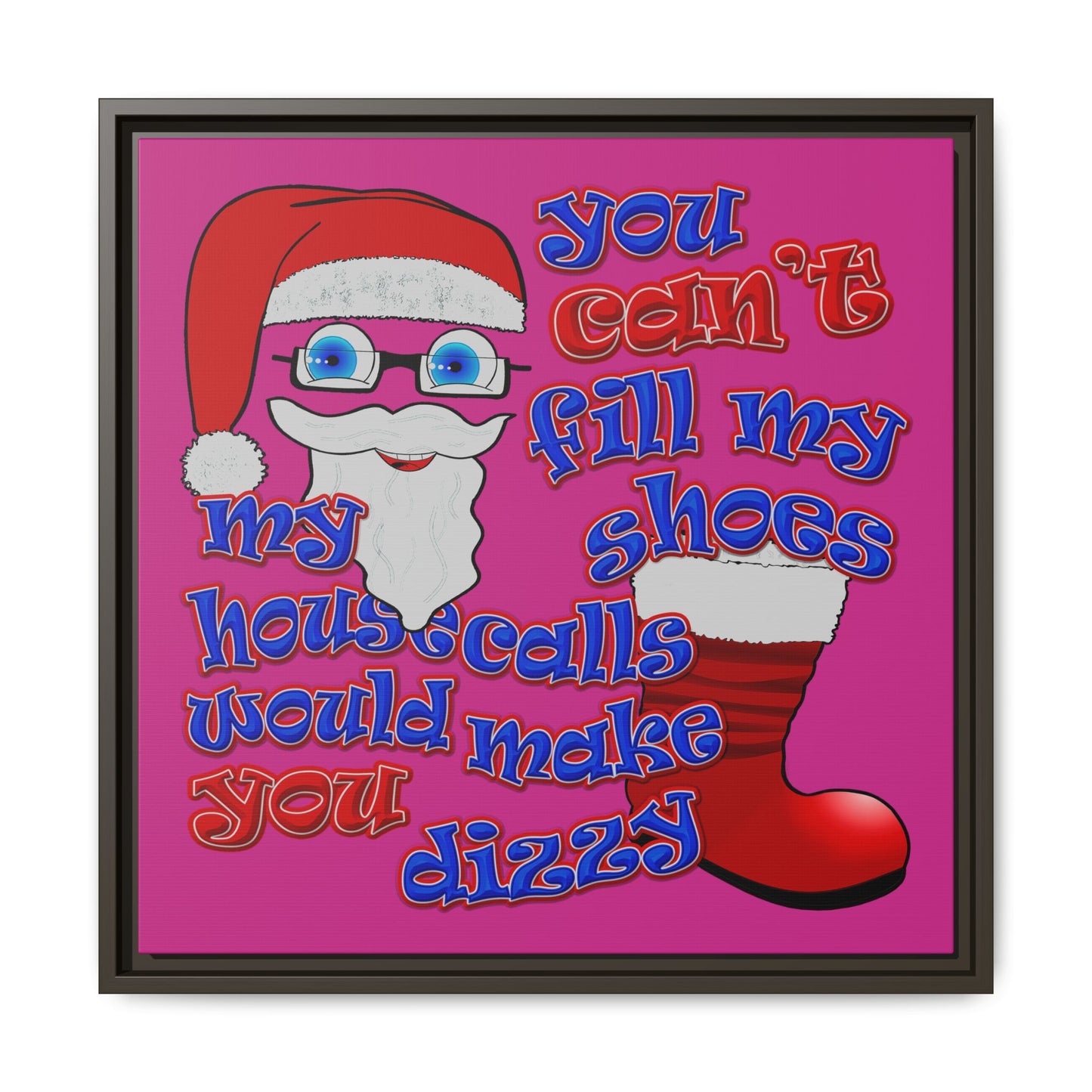 santa's shoes - framed canvas art (pink)