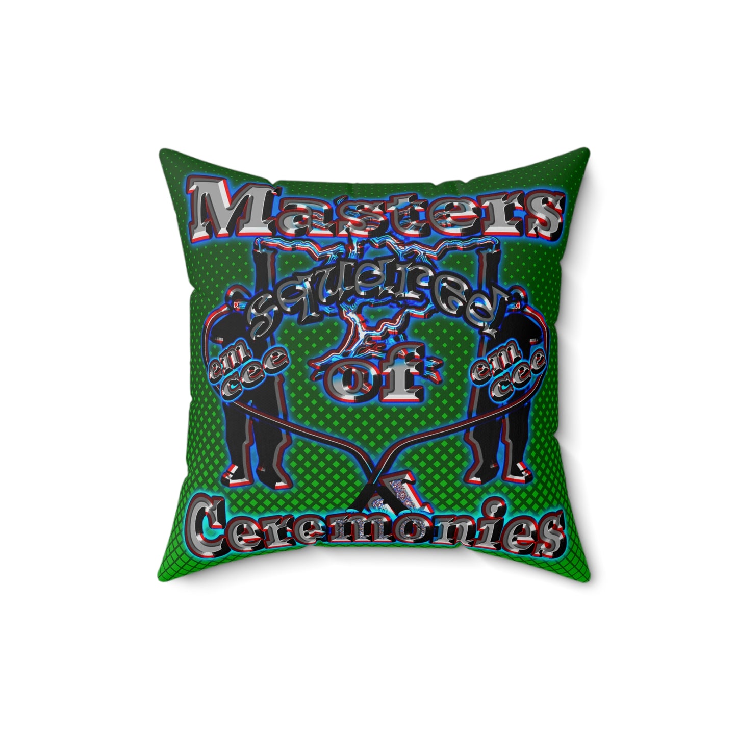 em cee squared - Spun Polyester Square Pillow - (logo green)