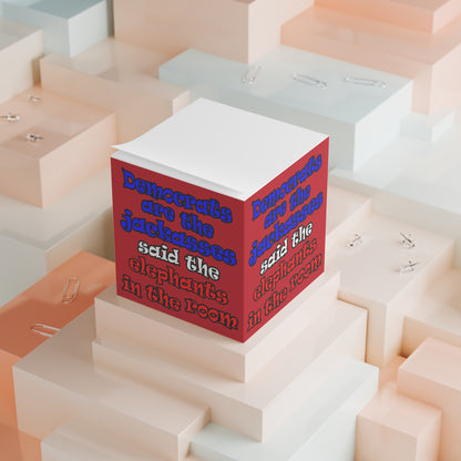 donkeys and elephants - note cube (dark red)