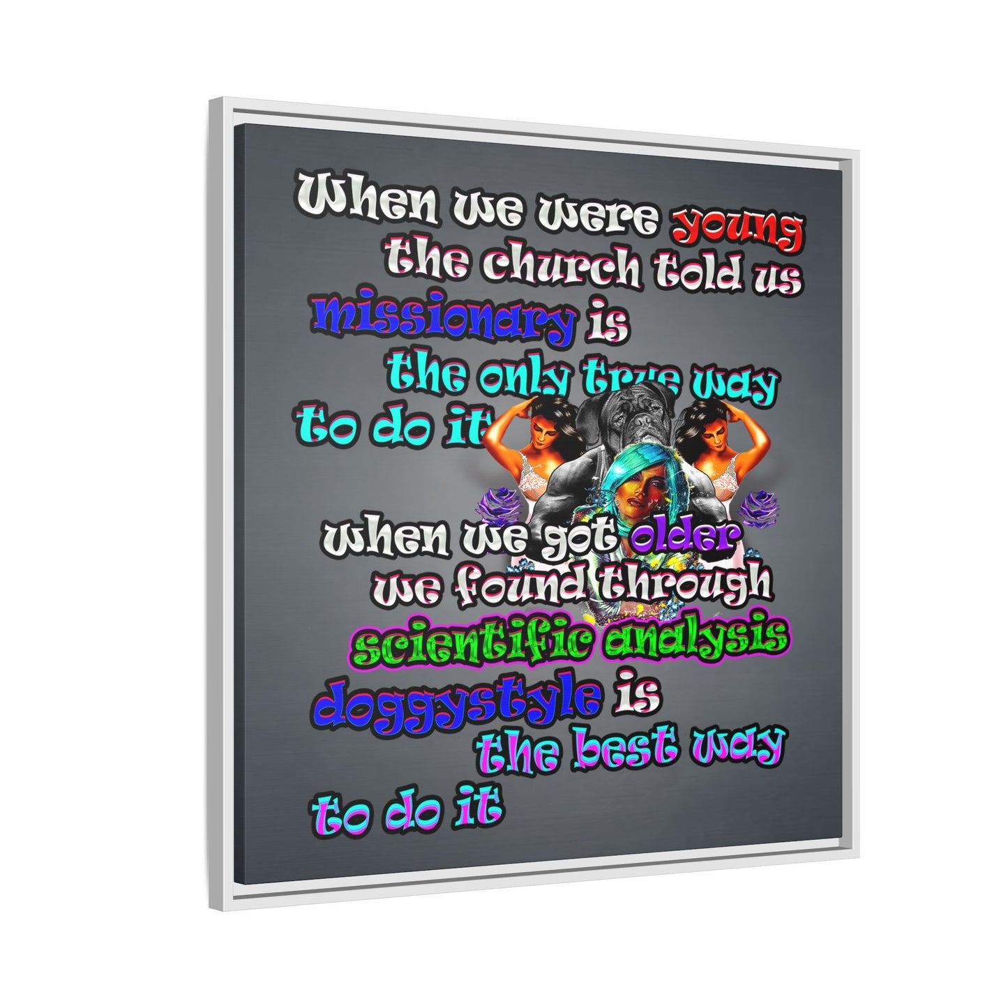 doggystyle - framed canvas art (grey-light grey)