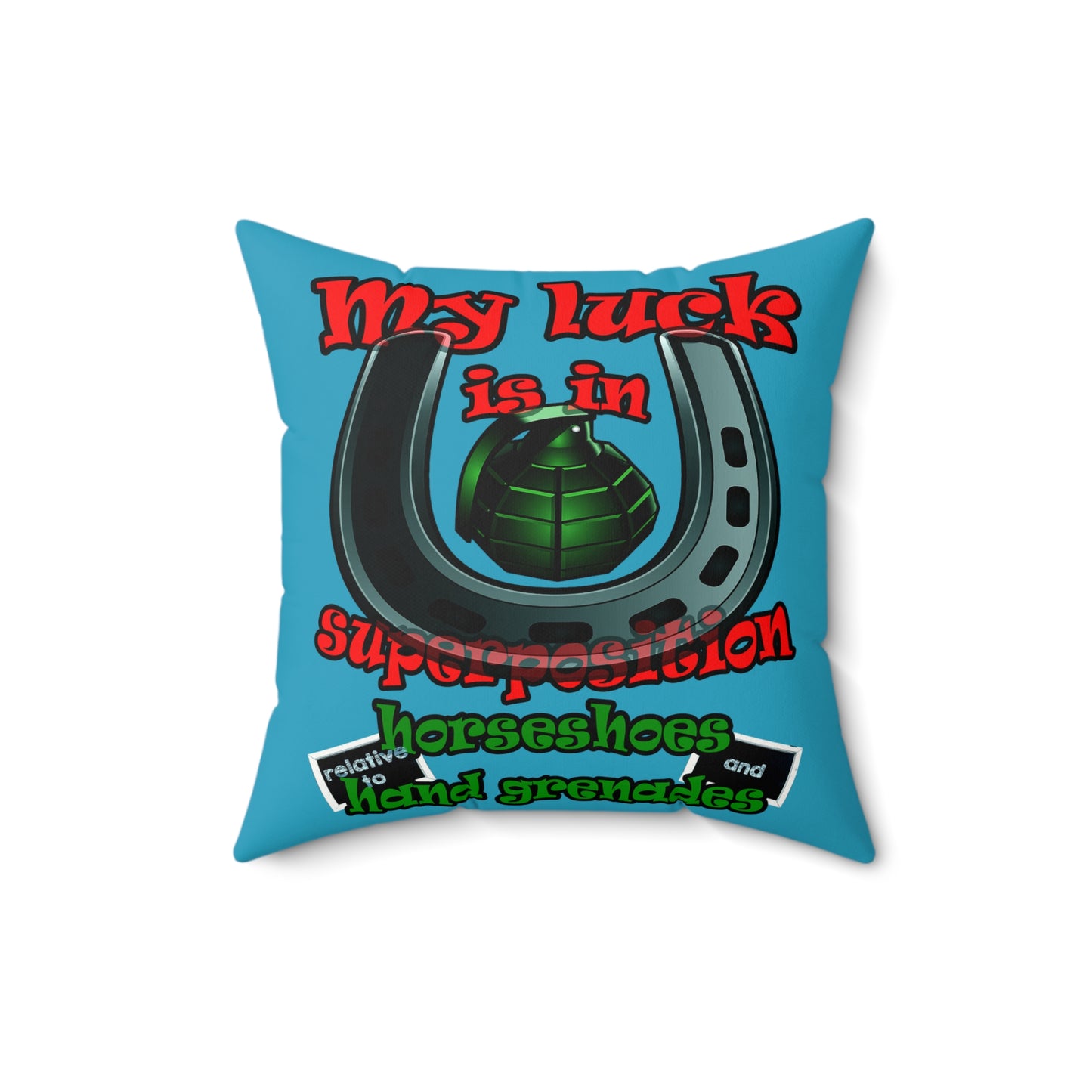my luck - Faux Suede Square Pillow - (turquoise)