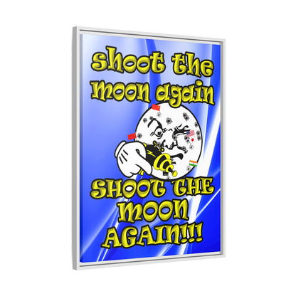 shoot the moon again - framed canvas art (blue-white wave)