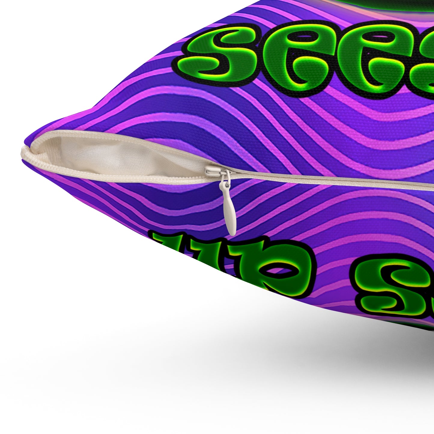 green monster - Spun Polyester Square Pillow - (purple wave)