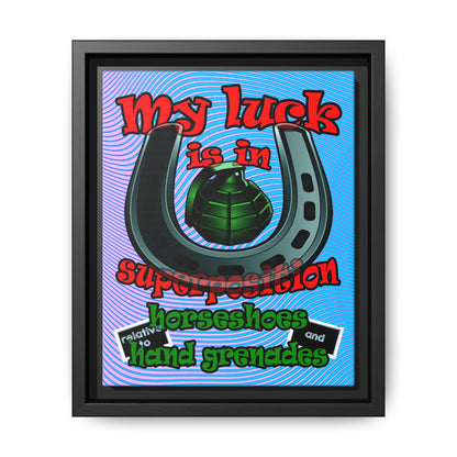 my luck - framed canvas art (light blue-purple wave)