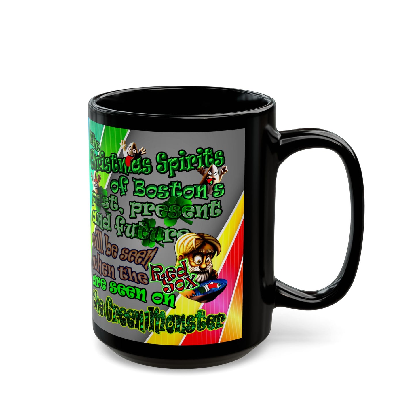 christmas spirits of boston - Black Mug (rainbow split)