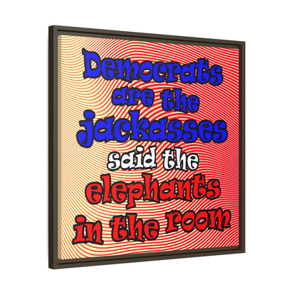 donkeys and elephants - framed canvas art (yellow-orange wave)