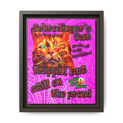 schrodinger's cat - framed canvas art (pink swirl)