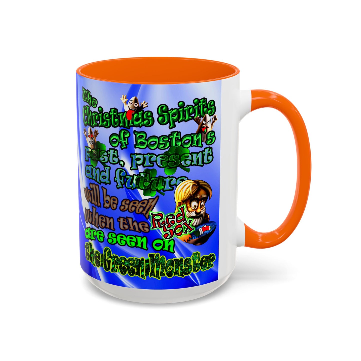 christmas spirits of boston - Accent Mug (blue-white wave)