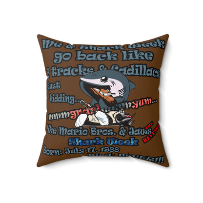 shark week - Faux Suede Square Pillow - (brown)